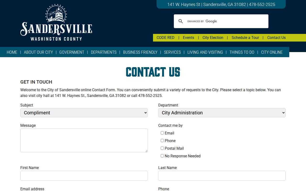 Washington County traffic warrant Sandersville contact route