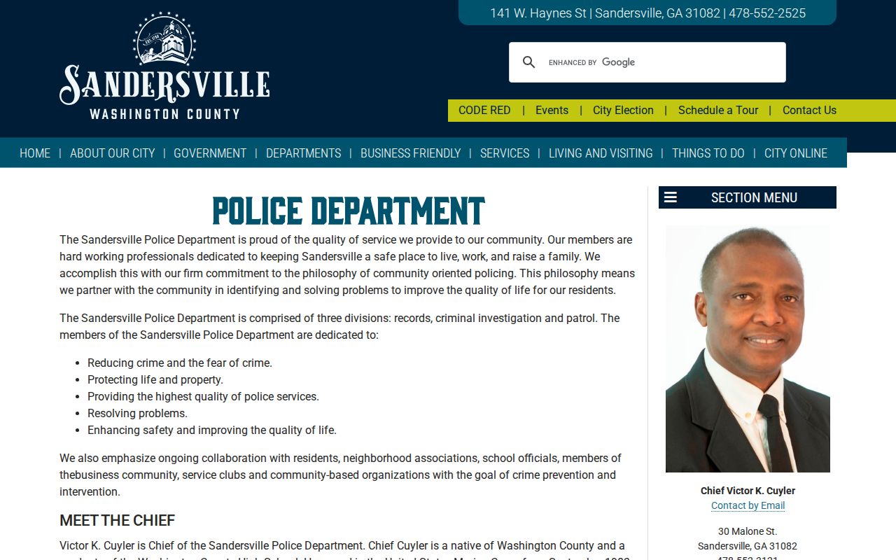 Washington County traffic warrant Sandersville police record route